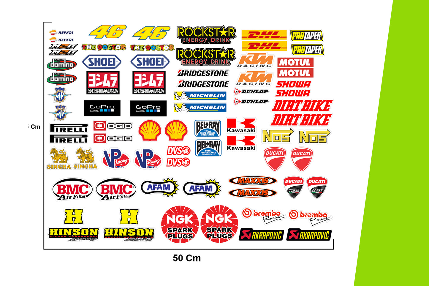 Adesivi Moto - KIT SPONSOR TECNICI 78 PEZZI STICKER BOMB Resistenti