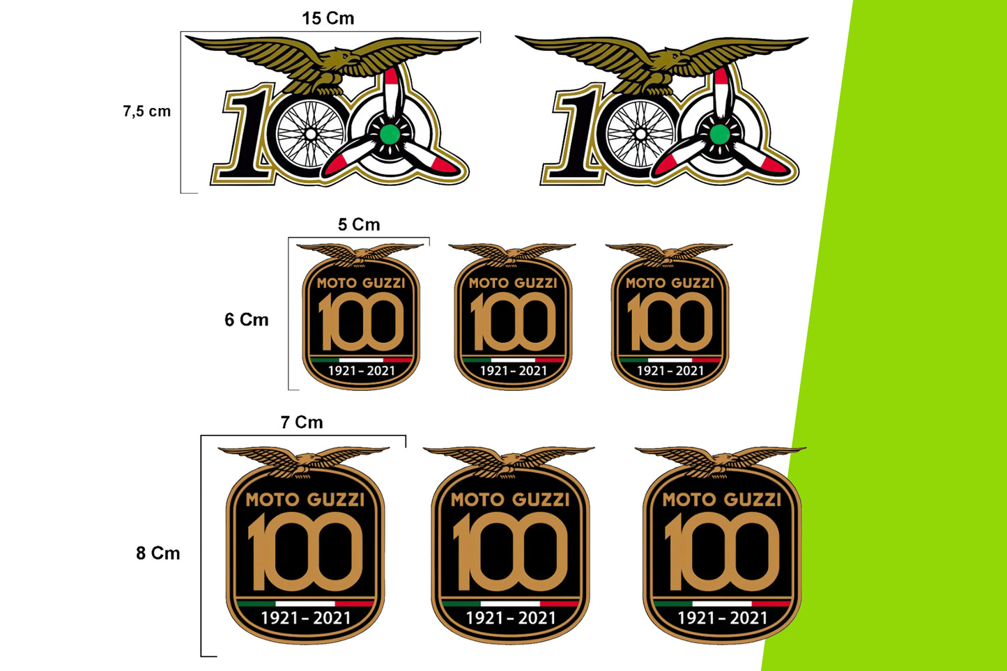 Adesivi Moto - KIT ADESIVI 100 ANNI ANNIVERSARIO CENTENARIO DECALCOMANIA CASCO REPLICA