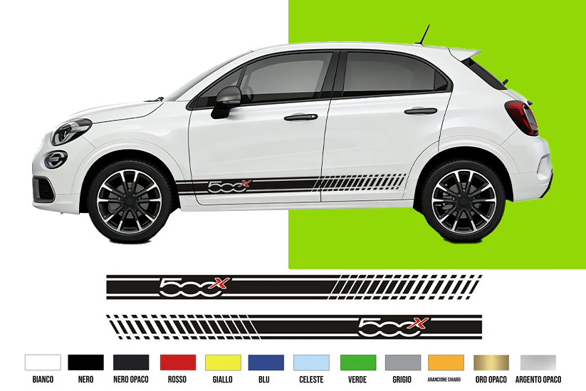 Fasce Adesive Auto - Strisce Fiancate Kit 2 Stickers vari colori 190x12 cm - 5x