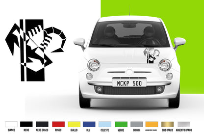 Fasce Adesive Auto - ADESIVO COFANO LOGO STRISCIA E SCORPIONE RACING vari colori 65x40 cm