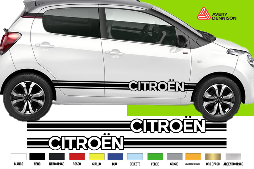 Fasce Adesive Auto - Strisce Fiancate Kit 2 Stickers vari colori C1 C2 C3 C4 C5 C6 Universali 1