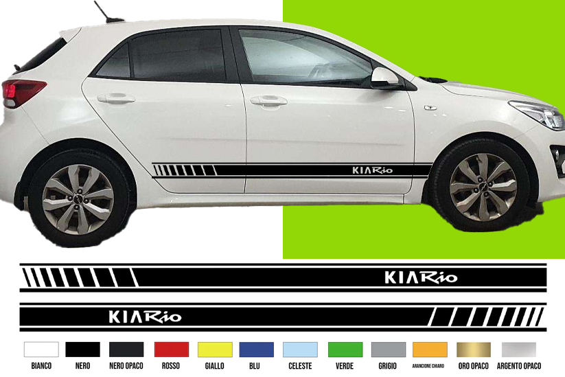 Fasce Adesive Auto - Strisce Fiancate Kit 2 Stickers vari colori K Rio
