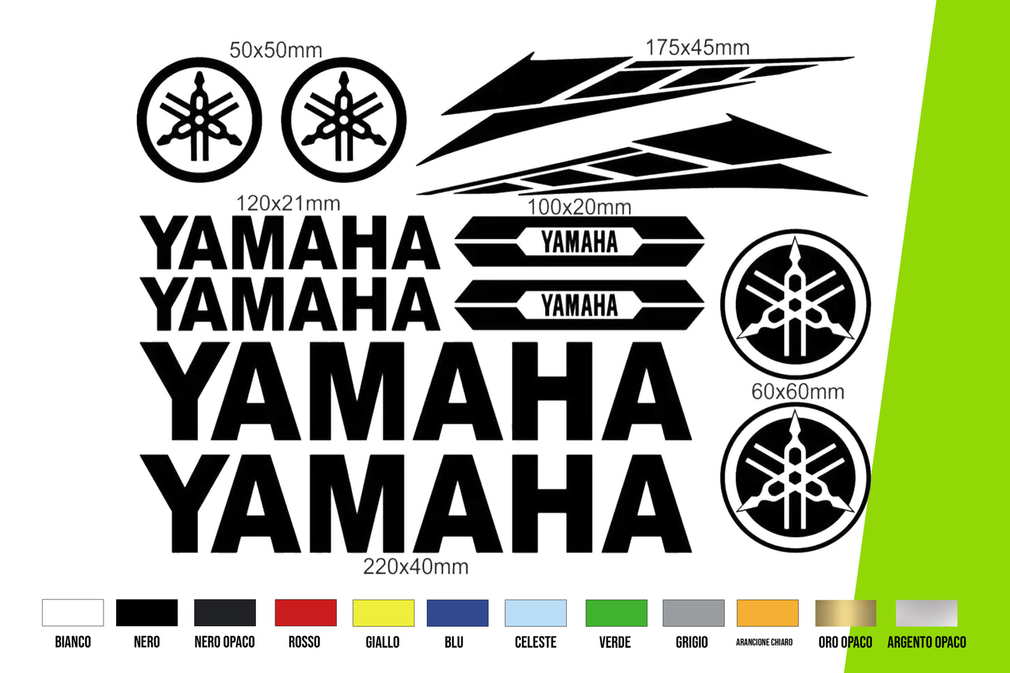 Adesivi Moto - KIT 12 530 500 560 R1 R6 YZF 250 450  vari colori