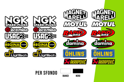 Adesivi Moto -  KIT 22 pz SPONSOR MOTO TECNICI MOTO GP vari colori