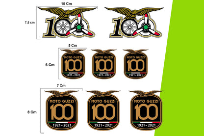 Adesivi Moto -  KIT ADESIVI  100 ANNI ANNIVERSARIO CENTENARIO DECALCOMANIA CASCO REPLICA