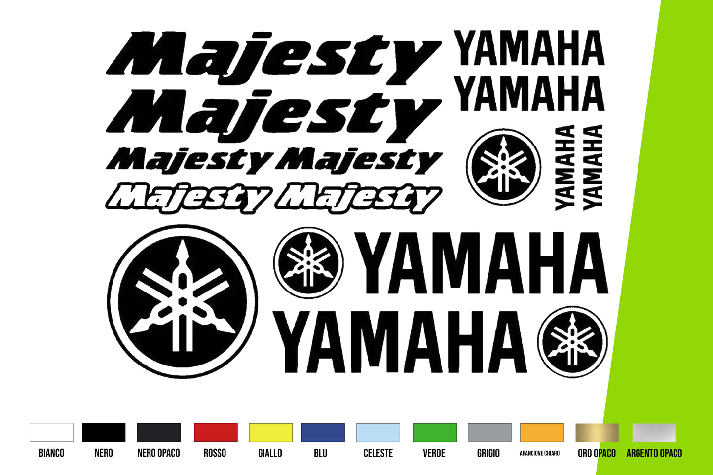 Adesivi Moto - Kit 14 Majesty Scooter Sticker Decal Esterno Logo Diapason vari colori
