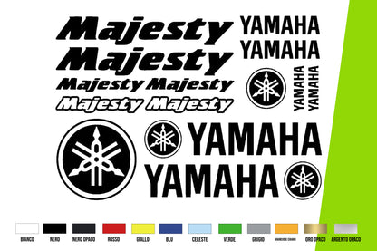 Adesivi Moto - Kit 14 Majesty Scooter Sticker Decal Esterno Logo Diapason vari colori