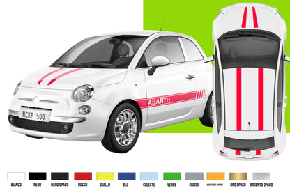 Fasce Adesive Auto - Kit fasce 2 adesive adesivi + tettuccio  - strisce bande vari colori