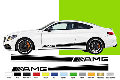 Fasce Adesive Auto - Strisce Fiancate Kit 2 Stickers vari colori M AMG