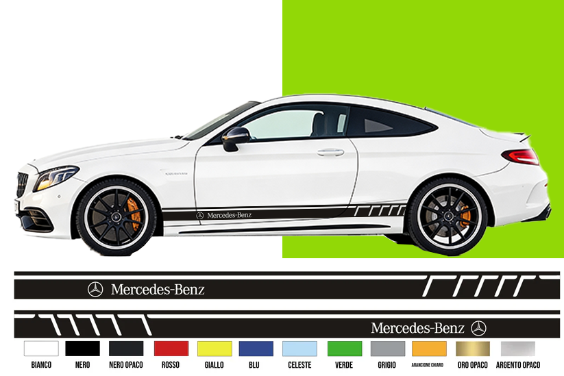 Fasce Adesive Auto - Strisce Fiancate Kit 2 Stickers vari colori M logo