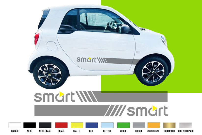 Fasce Adesive Auto - Strisce Fiancate Kit 2 Stickers vari colori M S  2