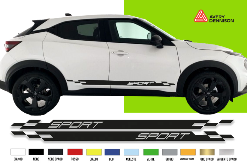 Fasce Adesive Auto - Strisce Fiancate Kit 2 Stickers vari colori N J