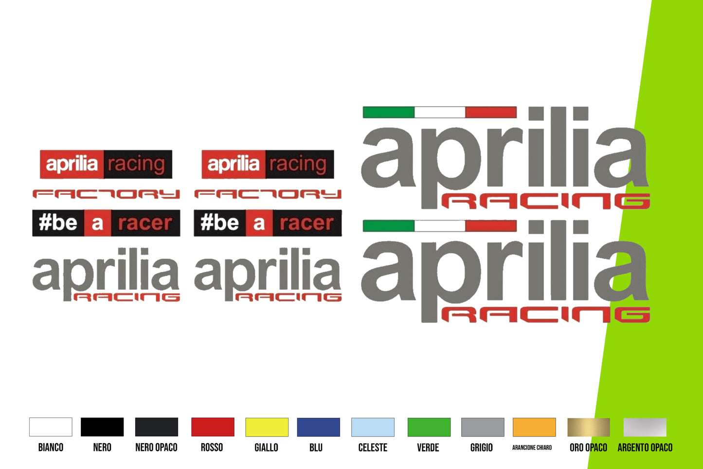 Adesivi Moto - SERIE 12 ADESIVI APRILIA RACING FACTORY KIT vari colori