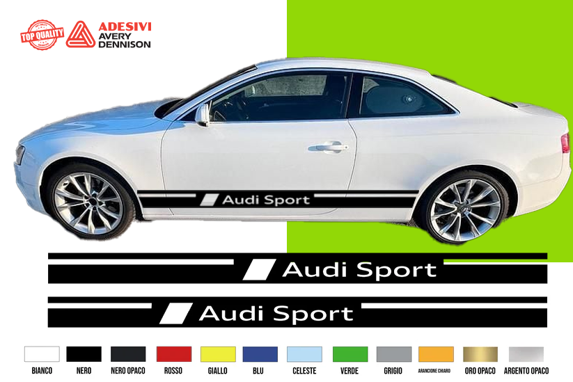 Fasce Adesive Auto - Strisce Fiancate Kit 2 Stickers vari colori - A Sport
