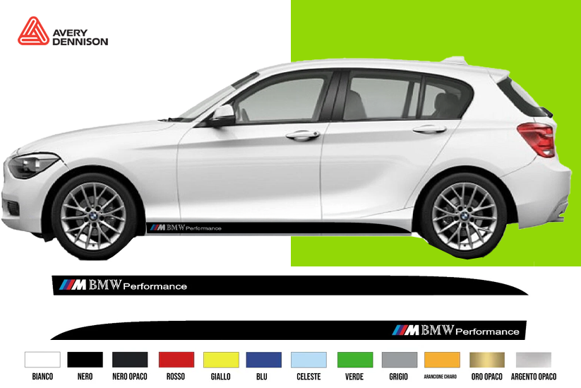 Fasce Adesive Auto - Strisce Fiancate Kit 2 Stickers vari colori BM Performance
