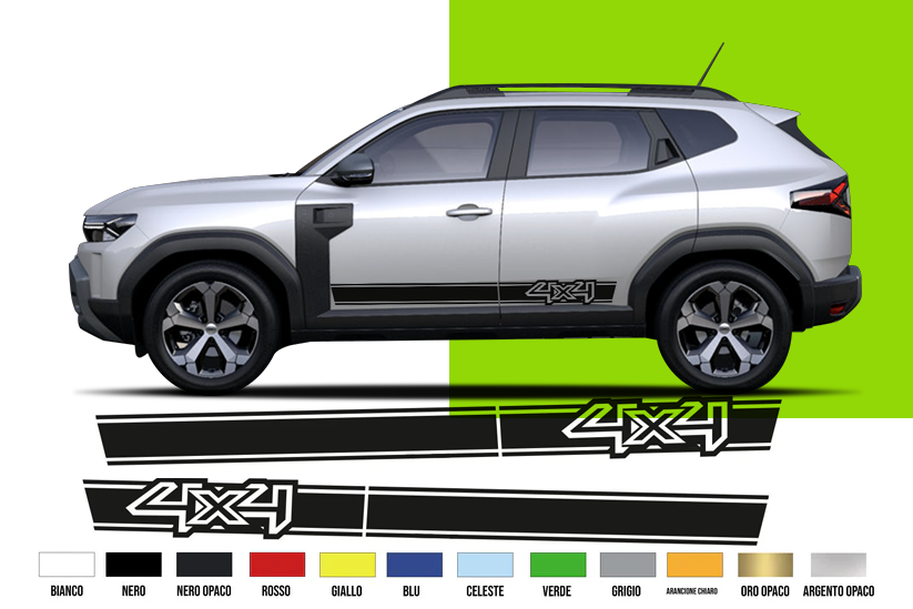 Fasce Adesive Auto - Strisce Fiancate Kit 2 Stickers vari colori - Dac Dust 1 4x4