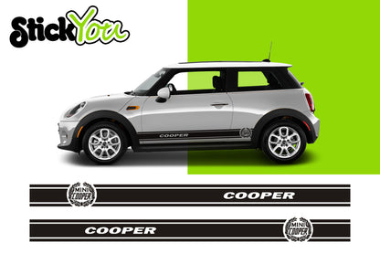 Fasce Adesive - Mini COOPER logo strisce stickers per fiancate laterali vari colori 180X12 CM - C2