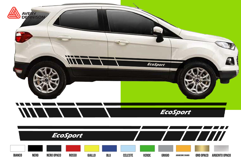 Fasce Adesive Auto - Strisce Fiancate Kit 2 Stickers vari colori F Ecos
