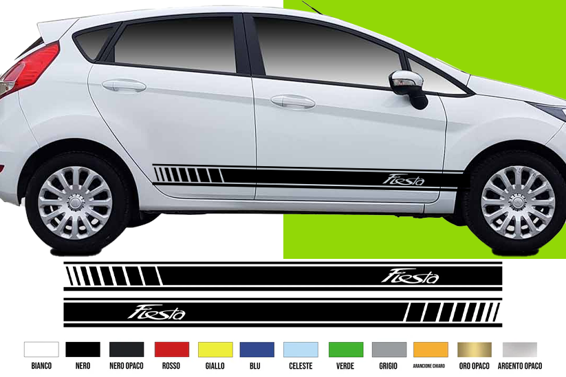 Fasce Adesive Auto - Strisce Fiancate Kit 2 Stickers vari colori F F scritta 2