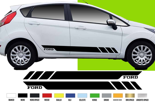 Fasce Adesive Auto - Strisce Fiancate Kit 2 Stickers vari colori F F scritta