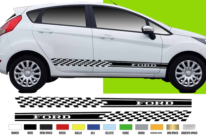 Fasce Adesive Auto - Strisce Fiancate Kit 2 Stickers vari colori F F logo sport