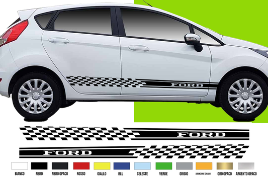 Fasce Adesive Auto - Strisce Fiancate Kit 2 Stickers vari colori F F logo sport