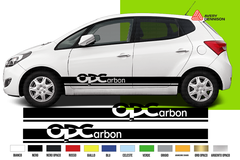 Fasce Adesive Auto - Strisce Fiancate Kit 2 Stickers vari colori O P Carbon