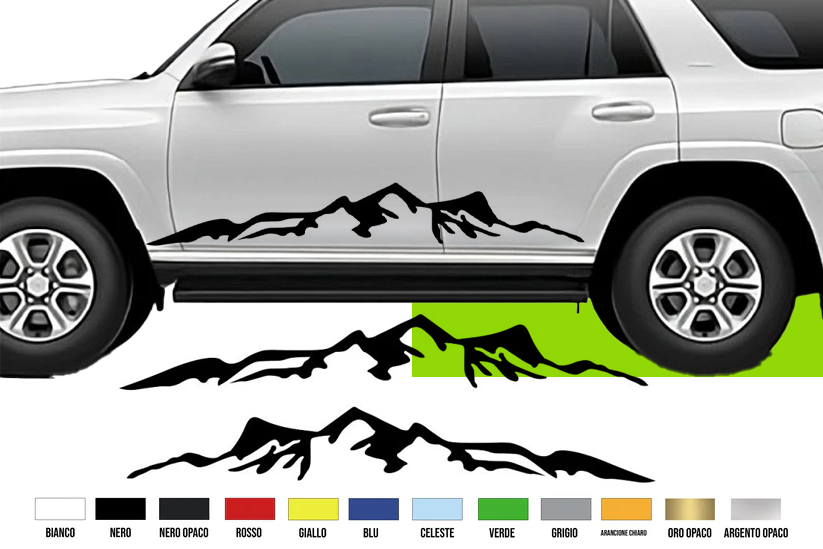 Fasce Adesive Auto - Strisce Fiancate Kit 2 Stickers vari colori Muntain