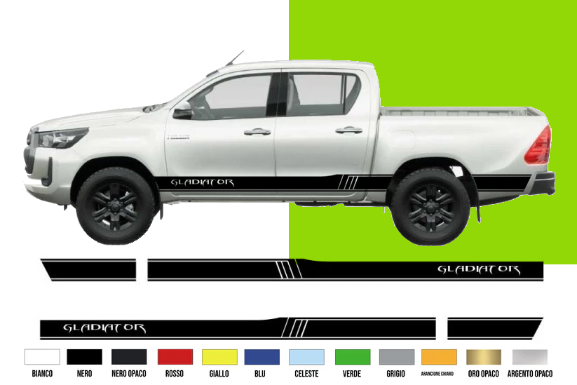 Fasce Adesive Auto - Strisce Fiancate Kit 2 Stickers vari colori Gladiator